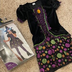 Kids Witch Costume with Purple and Green Accents